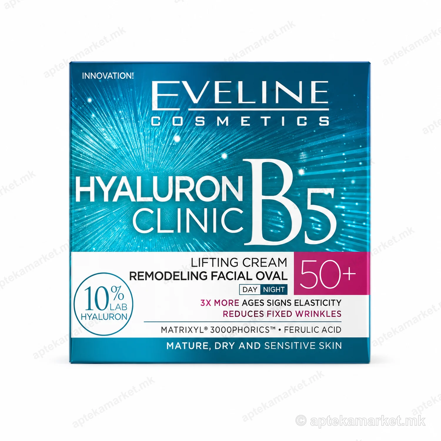 Eveline Hyaluron Clinic B5 Lifting Cream 50+ пакување